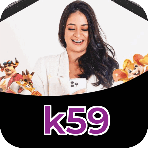 Interface do aplicativo k59 mostrando jogos disponíveis no iOS e Android